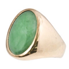 Handsome 14Kt. Gents Jade  Ring