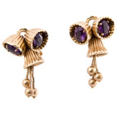 Retro Modern Amethyst Dangle Earrings
