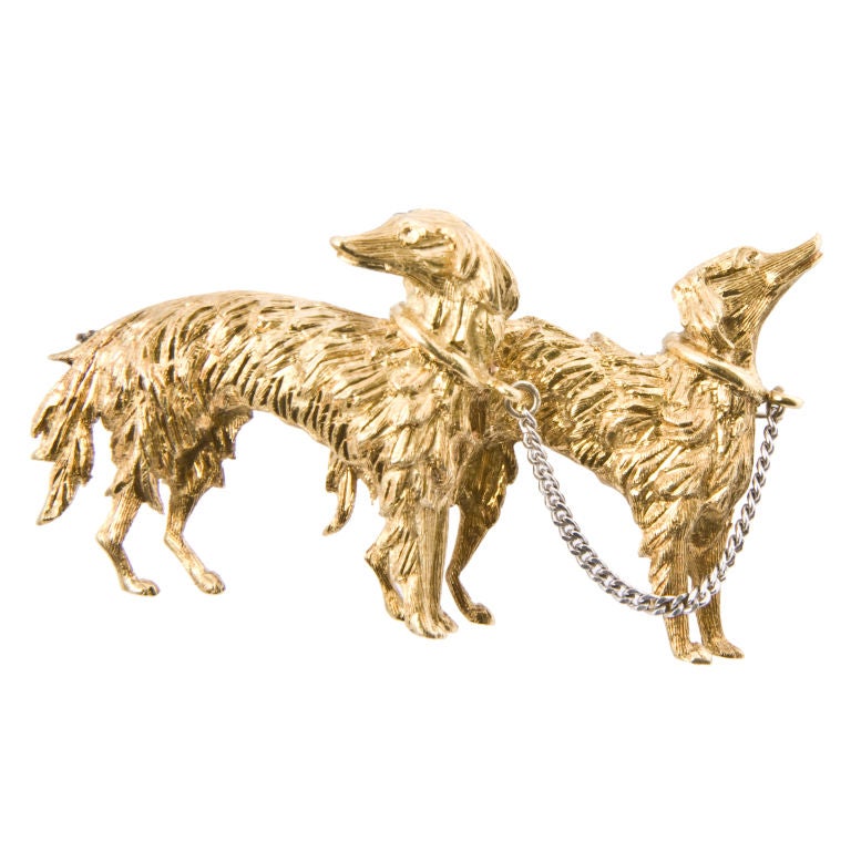 Charming 18kt. Long Hair Greyhound Pin