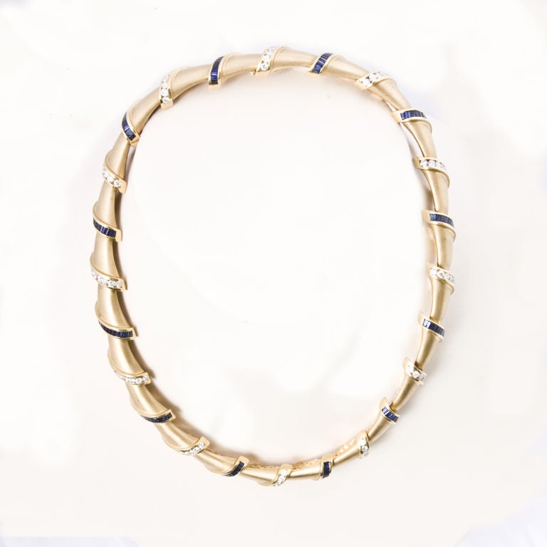 18kt.  Krypell Sapphire and Diamond Necklace