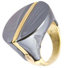 Futuristic 18Kt. Hematite Ring