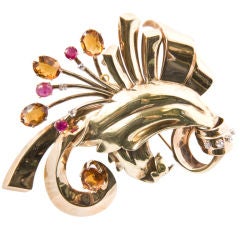 14Kt. Yellow and Rose Gold Retro -Modern Brooch