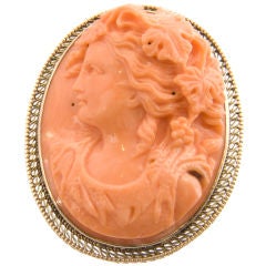 Exquisite Coral Cameo Brooch