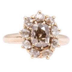 Beautiful Antique Fancy Color Cushion Cut diamond Ring