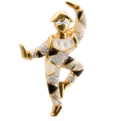 18kt.  Diamond Harlequin Pin