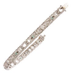 Lovely Art Deco Diamond Bracelet with Two Color Accent