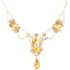 Graceful Citrine and Pearl Necklace