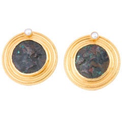 Bronze Coin Gold Earrings