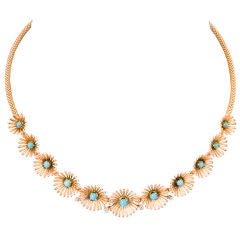 European Turquoise and Diamond Necklace