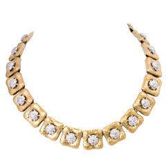 Hammered Link  with Diamond Ball Choker Necklace