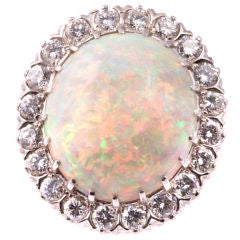 Striking Natural Opal and Diamond Ring