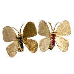 TIFFANY Ruby and Sapphire Butterfly Earrings
