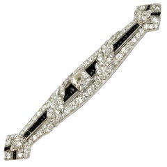Art Deco Diamond and Onyx Pin