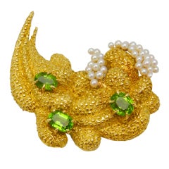 B. ANTON Noteworthy Organic Peridot Pearl Brooch