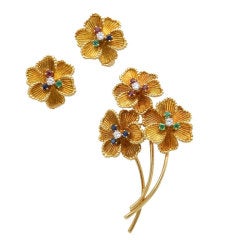DAN FREYERE Flower Brooch / Earring Set