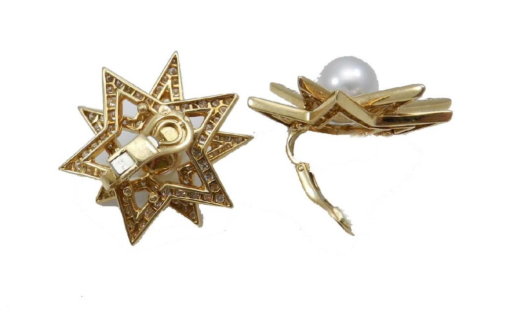 Women's CHANEL South Sea Pearl Diamond 'Super Star' Earrings