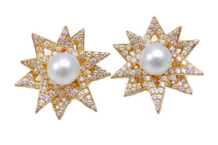 CHANEL South Sea Pearl Diamond 'Super Star' Earrings 1