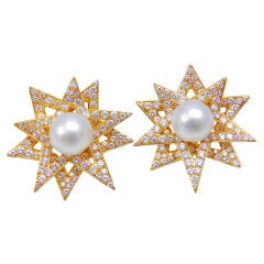 CHANEL South Sea Pearl Diamond 'Super Star' Earrings