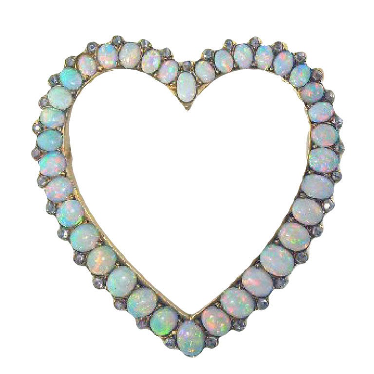 Vivid  Antique Opal Rose Cut Diamond Brooch For Sale