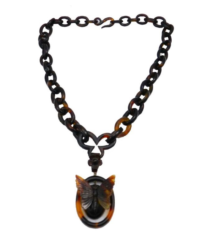 Victorian Tortoise Shell Butterfly Necklace 1