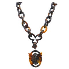 Victorian Tortoise Shell Butterfly Necklace