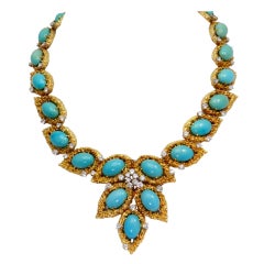 Glamorous Turquoise and Diamond Necklace