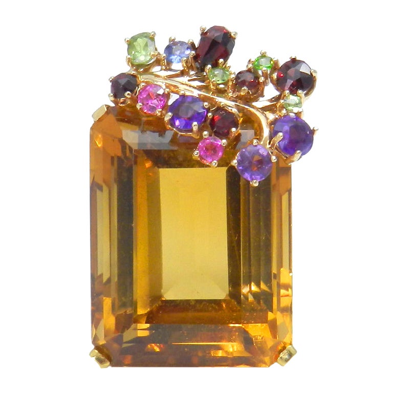 Outstanding  Citrine and Gemstone Pendant