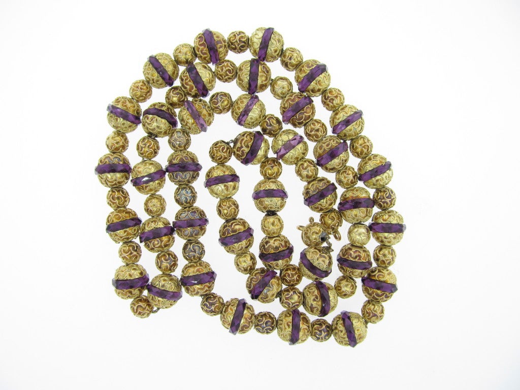 Women's Antique Etruscan Revival Amethyst Beads For Sale