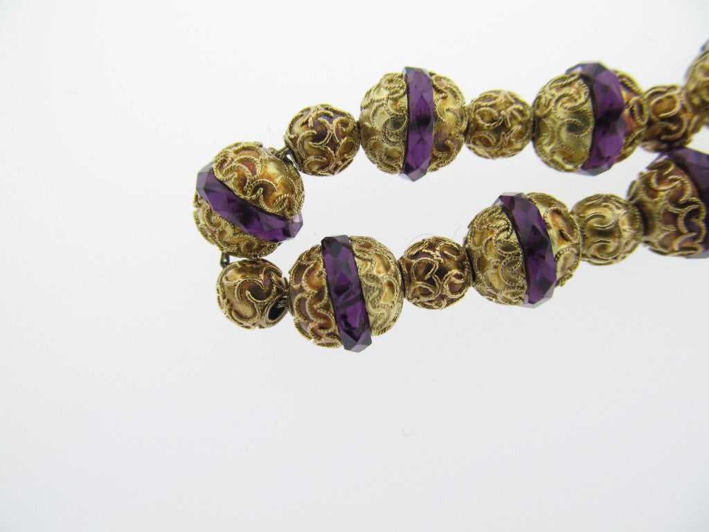 Antique Etruscan Revival Amethyst Beads For Sale 1