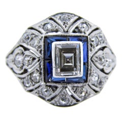 Art Deco Diamond and Sapphire Ring