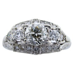 GRANAT  Art Deco Diamond Three Stone Diamond Ring