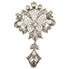 Exquisite Edwardian Diamond Pendant Brooch