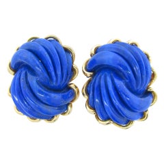 TRIO Carved Lapis Lazuli Earrings
