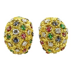 Multi-Gemstone Dome Earrings