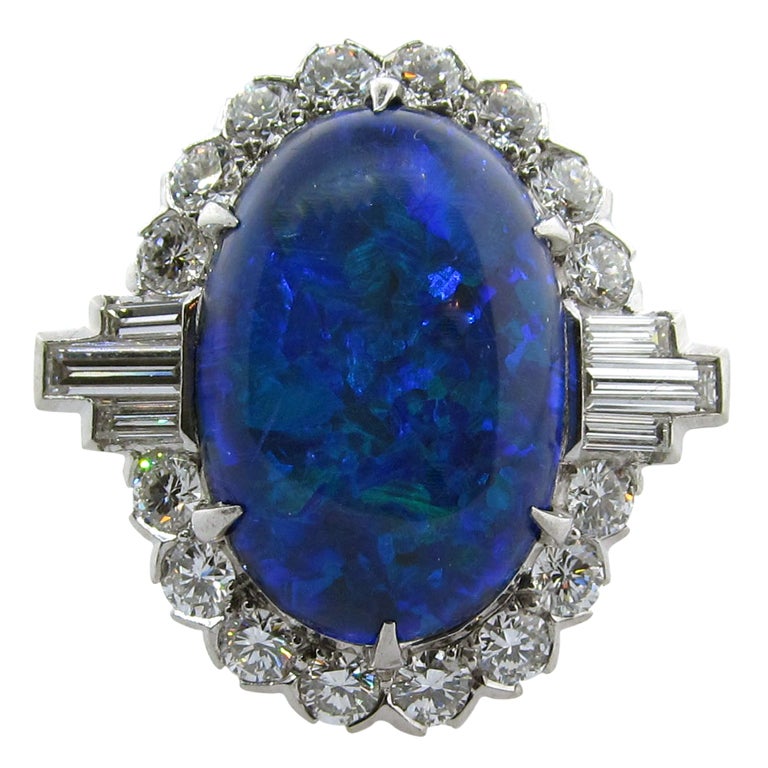 Spellbinding Lightning Ridge Black Opal Ring at 1stdibs