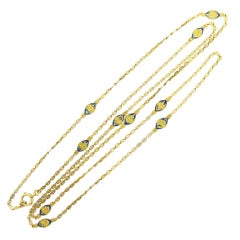 French Art Nouveau Botanical Enamel Plaque Necklace