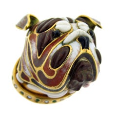 Detailed Enamel Bulldog Brooch