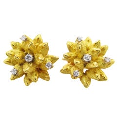 Diamond Chrysanthemum Earrings