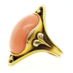 Antique J. MILHENING Art Nouveau Coral Ring