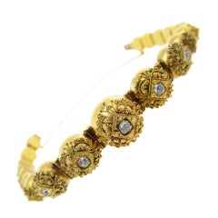 Antique Victorian Etruscan Revival Diamond Bracelet