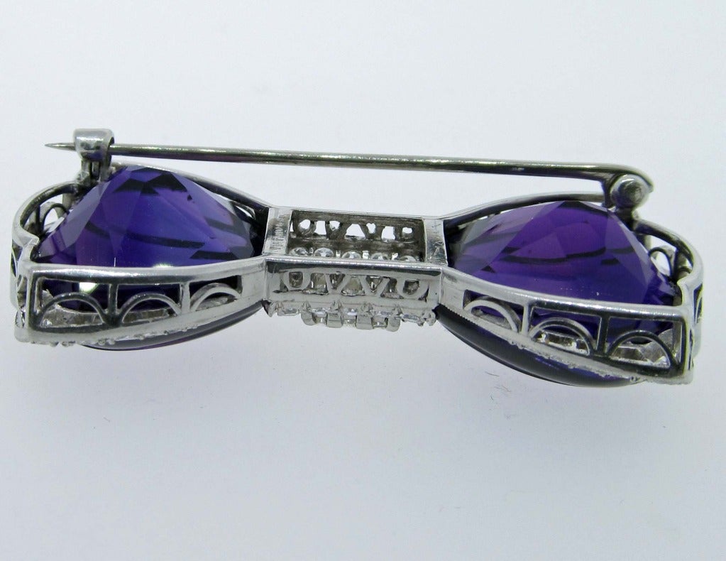Glorious Art Deco Tiffany & Co. Bow Brooch In Excellent Condition In Lambertville, NJ