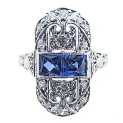 Art Deco J.E. CALDWELL Sapphire and Diamond Ring