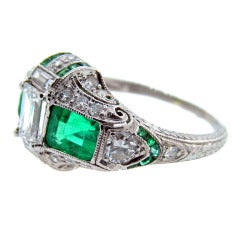 Wonderful Art Deco Emerald and Diamond Ring