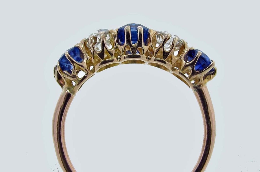 Victorian Antique Sapphire and Diamond Ring