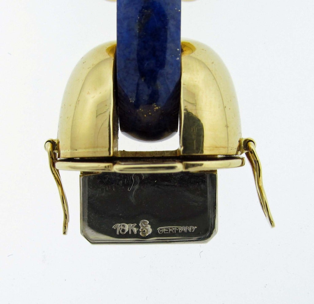 Lapis Lazuli Gold German Bracelet In Excellent Condition In Lambertville, NJ