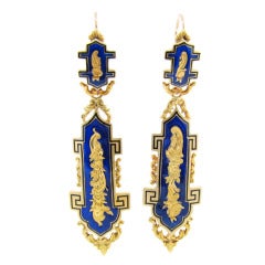 Early Antique Enamel Day and Night Earrings