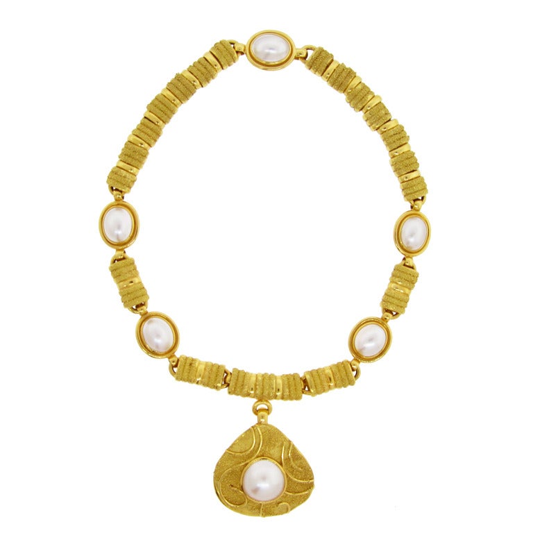 Elizabeth Gage Mabe Pearl Necklace and Enhancer Combination For Sale
