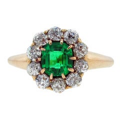Antique BAILEY BANKS & BIDDLE Emerald and Diamond Ring