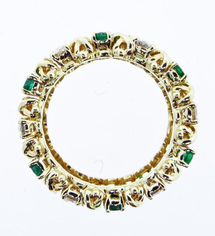 TIFFANY & Co. Emerald and Diamond Band In New Condition In Lambertville, NJ