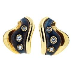 Organic Form Oxyidised Gold and Diamond Earrings